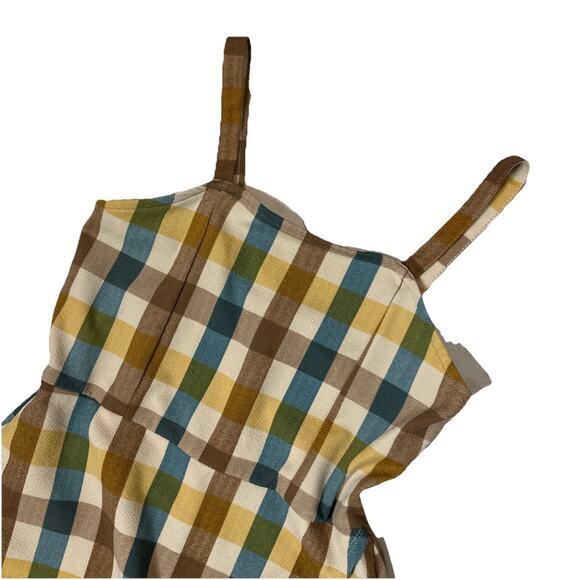 Vintage Almost Famous Plaid Romper Large Y2K Cottagecore Boho Sleeveless Wrap - Picture 5 of 8